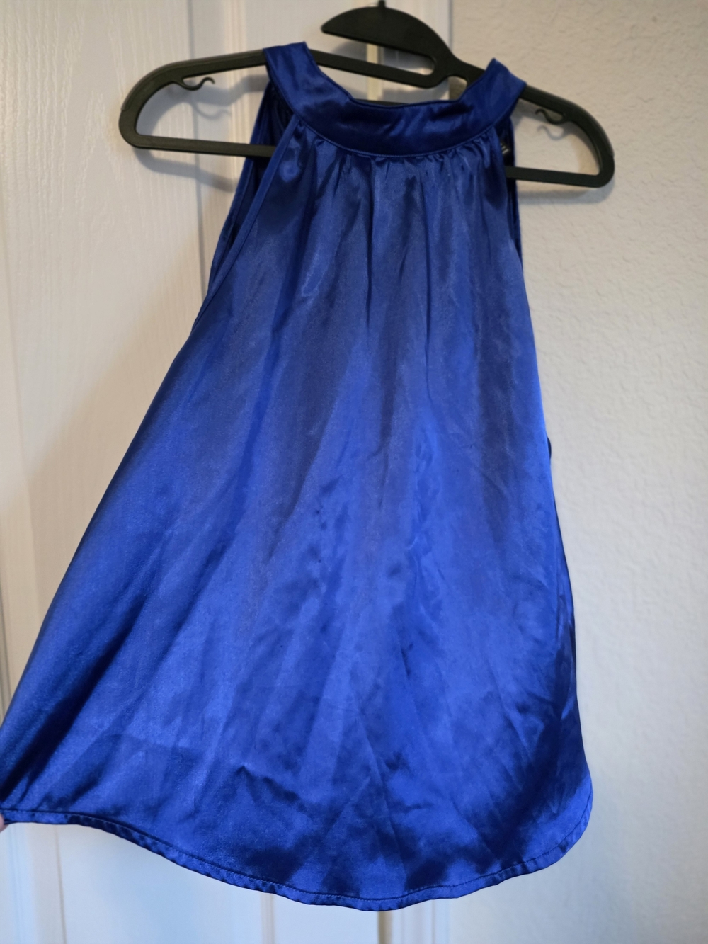 Blue Satin A-Line Skirt - Shein